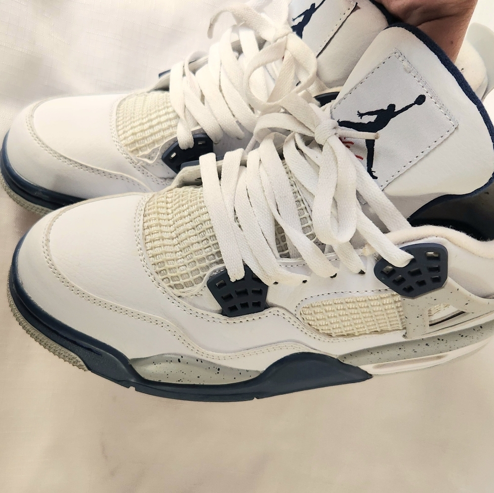 Nike Air Jordan 4 Retro Size 8 White Midnight Navy Grey DH6927-140 Men’s Rare - Picture 12 of 12